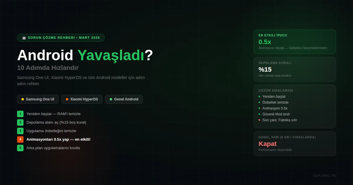Android Telefon Yavaşladıysa Ne Yapmalı? 10 Çözüm (Samsung & Xiaomi)